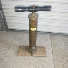 Vintage W.A. Matthews Rochester NY Plumber's Hand Force Pump Brass T-Handle Wood picture