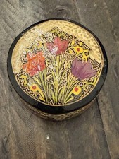 Vintage Kashmiri Floral Hand-painted Papier-mâché Lacquered Trinket Box Folk Art picture