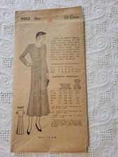 VTG 30s Mail Order Sewing Pattern #8263 Slip-on Dress Lrg sz 38 Factory Folded  picture