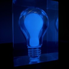 Vintage Pierre Giraudon Lucite Light Bulb Sculpture – RARE Blue Version picture