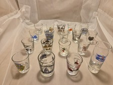 18 Vintage Shot Glasses Cities States Souvenir Collection picture