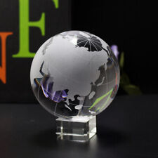 Clear Crystal World Globe Ball Glass Earth Sphere Photo Prop Free Stand Gift picture
