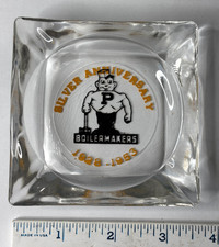 Glass Ashtray Purdue University Boilermakers Silver Anniversary 1928-1953 Vtg picture