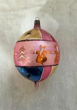 Vintage Mercury Glass Christmas Pink Ornament Tear Drop Dancing Santa Poland picture