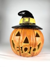 Vintage 1979 Scioto Molds Halloween Pumpkin Jack O Lantern Witch Hat Cookie Jar picture