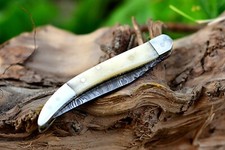 Texas Toothpick Handmade Damascus Steel Folding Pocket Knife 