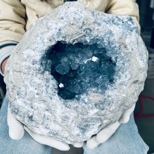22LB TOP Natural blue geode quartz cluster crystal Mineral specimen healing picture