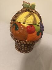 David’s Cookies Cookie Jar Harvest Basket Autumn Fall Hand Painted Retired picture