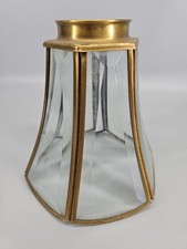 Vintage Glass BRASS 6-Panel Lamp/Light Shade REPLACEMENT 2