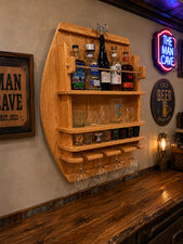 Rustic Wooden Whiskey/Bourbon/Wine Shelf | Wall Mounted Liquor/Wine Display picture