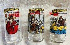1984  Indiana Jones and Temple of Doom Collectible 7UP/Arbys Glasses - Lot of 3 picture