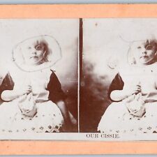 c1900s Cute Little Girl w/ Glasses Real Photo Ingersoll Comic Stereo Card V13 picture