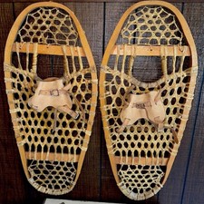 Antique pair  Bentwood gut snow shoes wood snowshoes 2nd set picture
