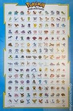 Vintage Pokemon Poster Gotta Catch Em All 150 1st Gen Pokemon 1998 34x22