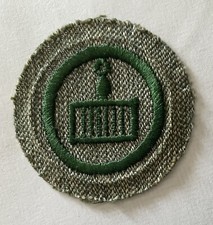VERY RARE VINTAGE INTERMEDIATE GIRL SCOUT COOK BADGE-GREY GREEN 1928-1937GRIDDLE picture