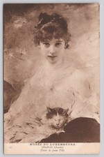 Vintage Art Postcard: Charles Chaplin Study of a Young Girl with Cat picture