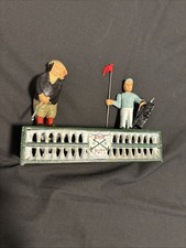 Vintage Cast Iron Birdie Putt Golfer Mechanical Coin Bank - 8” Lg x 3” Wide x 6” picture
