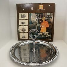 Irvinware 12 1/4” Chrome Plated Handle Serving Tray Open Box  #2080 1971 USA picture