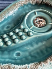 MCM Tear Drop Ashtray Atomic Teal Drip Mid Century Vintage picture