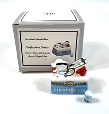 PHB Nurse's Kit with Aspirin Porcelain Hinged Trinket Box Nursing First Aid picture