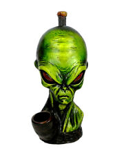 Green Alien Head Handmade Tobacco Smoking Hand Pipe Space Galaxy UFO Sci Fi Gift picture