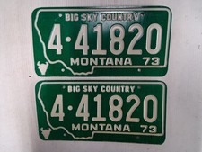 PAIR 1973 Montana   License Plate Tag NOS Missoula County picture