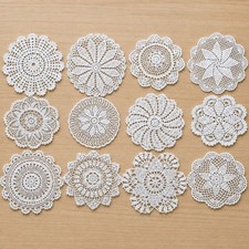 12Pcs/Lot 7-8inch White Vintage Hand Crochet Lace Round Table Mats Doilies Doily picture