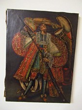 VTG CUZCO PERU RELIGIOUS OIL on CANVAS PAINTING ANGEL ARCABUCERO 15.5