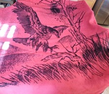 Vintage San Marcos Blanket Black Red Bald Eagle Mountain Moon Tree 93x79” apprx picture