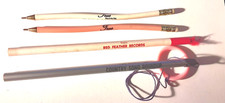 4 Vintage Adv. Pencils & Pens - OLD RECORD CO's. Red Feather - True & More picture