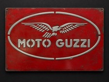 Moto Guzzi Vintage Steel Garage Sign 15x24”Handmade Aluminum Relief picture