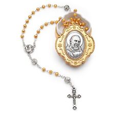 Saint St Padre Pio Rosary Beads Catholic Prayer Necklace Blessed By Pope Francis picture