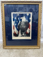 Bird Of Freedom C.1942 Stow Wengenroth Lithograph Bald Eagle Patriotic Flag picture