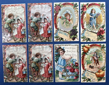 SET 8 Children Greetings Antique Postcards. EMB.  Best Wishes Theme. NICE picture
