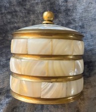 Vintage Brass Trinket Box with Mother Of Pearl Inlay picture