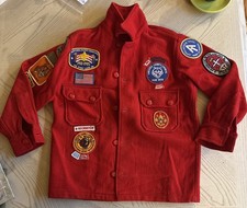 BSA Vintage Official Jacket Shirt Red Wool Size 12 Youth Chester County Council picture
