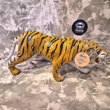 VTG Black Stripe Leather Wrapped Tiger Statue Figurine Sculpture 17