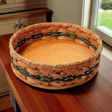 Amish Handmade Tabletop Lazy Susan Oak Storage Basket - 12