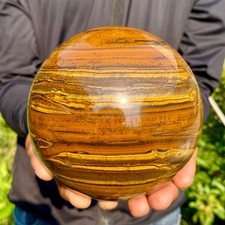 4.67LB Natural Large Gold Tiger’s Eye Stone Quartz Crystal Sphere Specimen Reiki picture
