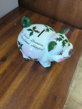 Vintage 1950s KREISS & Co. Holly Berry PIG With Christmas Poems PIGGY BANK  picture