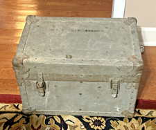 VTG 1950s MILITARY OFFICERS MESS KIT TRUNK CHEST BOX Korea War Era 22x 15x 14 picture