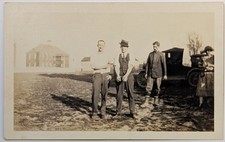 Vtg 1920s Photo Drawn Gun Arrest Scene Handcuffed Man Model T Antique Snapshot  picture