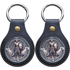 2PCS Leather Challenge Coin Holder Keychain - 1.60-Inch Display for Faith Tokens picture