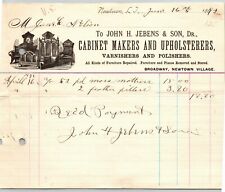 Scarce Newtown Elmhurst LI NY Letterhead 1892 John H. Jebens Cabinet Makers  picture