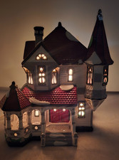 Vintage Dept 56 Original Snow Village Queen Anne Victorian Lighted House picture