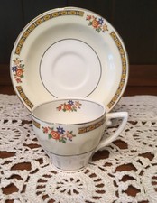 Vintage Grindley Demitasse Cup & Saucer – Floral Gold Trim picture