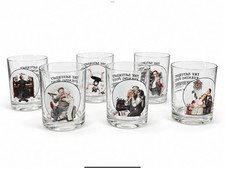 Norman Rockwell Saturday Evening Post Glasses Set of 6 Vintage Tumblers Curtis picture