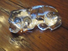 Princess Crystal Sleeping Dog Clear Glass Figurine Paper Weight Collectibles picture