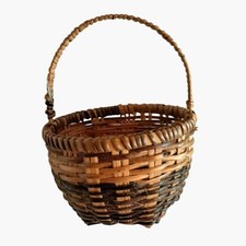  Darice Mini Woven Basket Brown Round Design Easter Miniature Farmhouse  picture