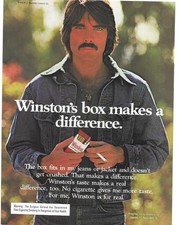 1975 Winston Cigarette Print Magazine Ad Rugged Handsome Man Smoking Pinup picture